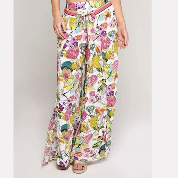 Trina Turk Wrap Pants Key West Botanical Size Large Resort Swim Coverup Tropical - Picture 10 of 10